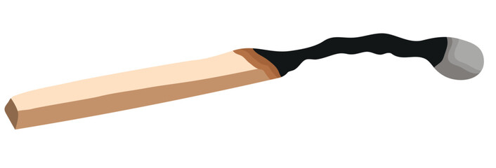 Half Burnt Match Illustration Isolated on White Background