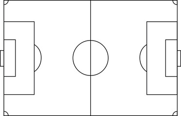 Football Field or Soccer Ground Outline Illustration Isolated on White Background