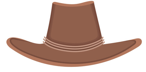Vintage Leather Cowboy Hat Illustration Isolated on White Background