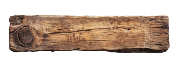 Rustic Wooden Plank Isolated on Transparent Background