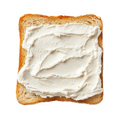 Cream Cheese Spread on Toasted Bread Isolated on Transparent Background