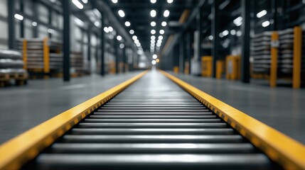 Modern Conveyor System in Industrial Warehouse Setting