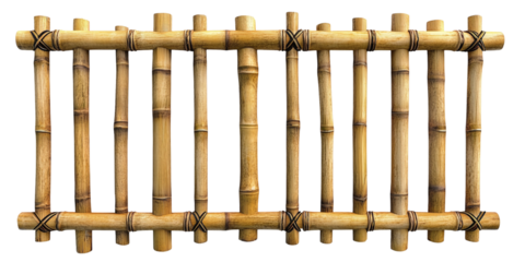 Bamboo Fence Panel Isolated on Transparent Background