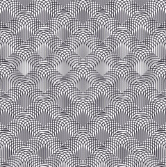 Mesh with thick striped seams and vertical lines in the mesh cells.