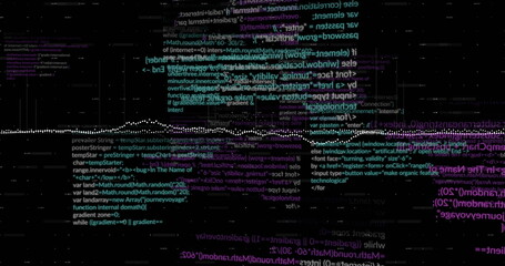 Naklejka premium Image of data processing and diagrams over black background