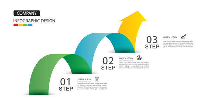 Infographics arrow symbol timeline business steps to success.