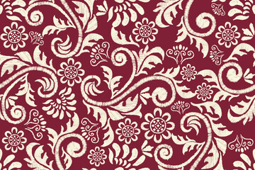 Seamless floral damask pattern Vintage background.Ethnic oriental pattern traditional.Motifs Ikat embroidery wallpaper.Textile rapport. abstract design for texture, fabric, clothing, wrapping © supachai