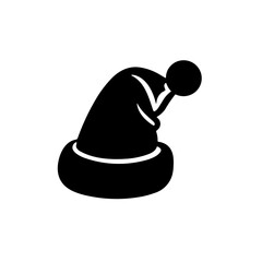 Simple black Christmas santa hat icon icon	