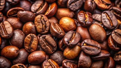 Fototapeta premium Fresh coffee beans up close, a must-have for coffee lovers and gourmet brews. Perfect for blogs, cafes, and