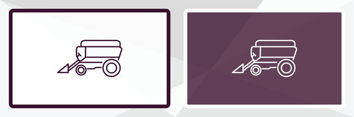 harvester outline icon. Linear vector from farming and gardening concept. Thin line white and black harvester icon isolated on white and dark background