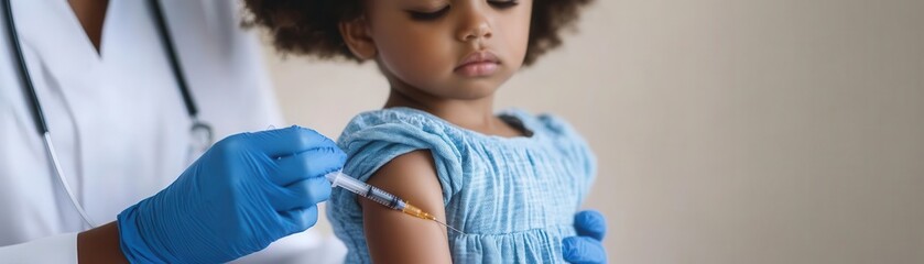 Child receiving a vaccination in clinic