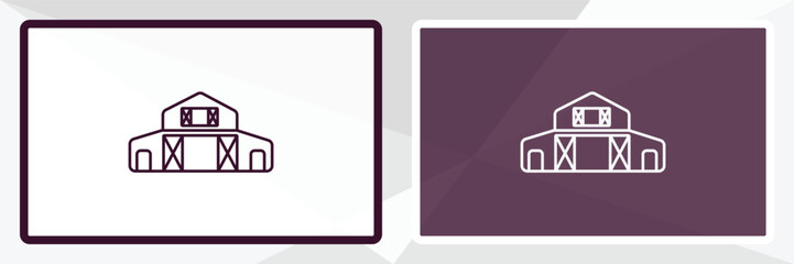 barn outline icon. Linear vector from farming and gardening concept. Thin line white and black barn icon isolated on white and dark background