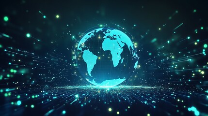 Fototapeta premium Digital earth global network technology. Generative AI technology. 