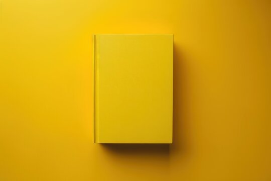 A vibrant yellow book rests on a matching backdrop, inviting curiosity and creativity in a minimalist setting