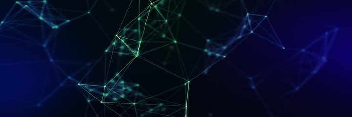 Abstract futuristic - technology with polygonal shapes on dark blue background. Design digital technology concept. 3d illustration.