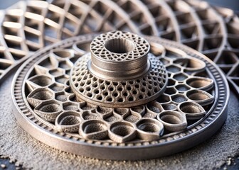 Intricate Metal Powder 3D Printing Detail Showcasing Advanced Manufacturing Technology and Precision