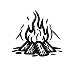 Bonfire campfire logo icon template, vector illustration