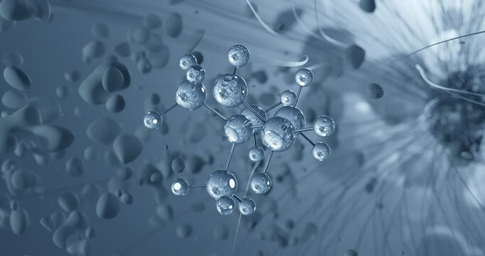 Choline rotating molecular 3d structure ball-and-stick model, looped video vitamin b4