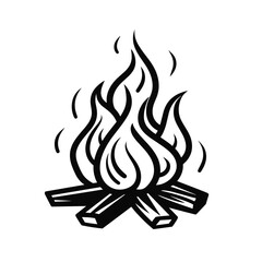 Bonfire campfire logo icon template, vector illustration