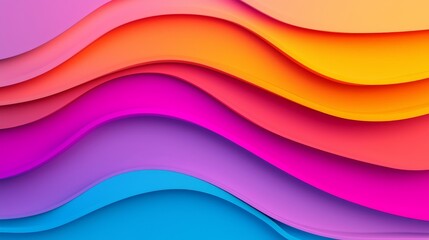 Obraz premium Colorful paper waves in vibrant shades of pink, orange, and blue on a soft background.