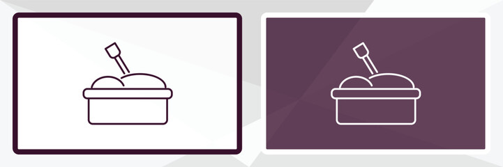 sandbox outline icon. Linear vector from entertainment concept. Thin line white and black sandbox icon isolated on white and dark background