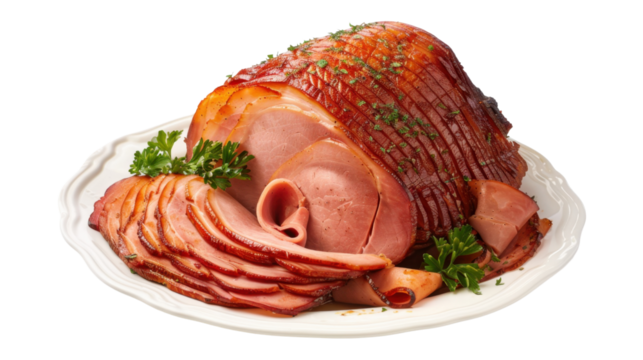 Christmas Ham ham platter food on white background