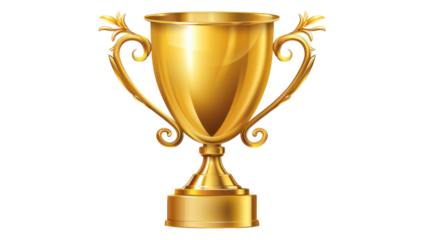 Gold trophy success on white background