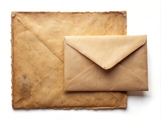 Old Vintage Paper Sheet and Envelope Element Isolated on White Background for Creative Design Use