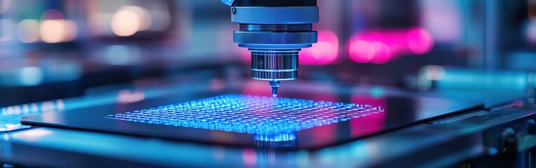 High-Tech Microchip Manufacturing Process Close-Up