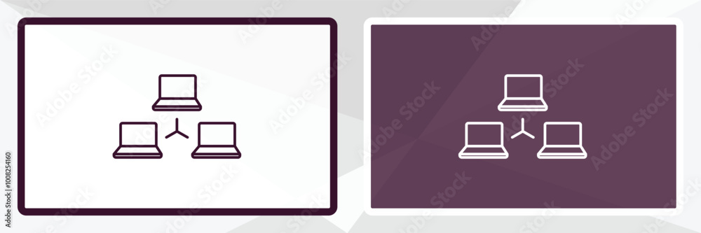 Poster computer and network outline icon. linear vector from education concept. thin line white and black c