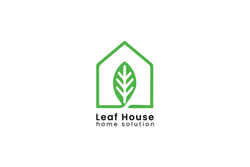 Leaf House logo combines home icon with green leaf motif