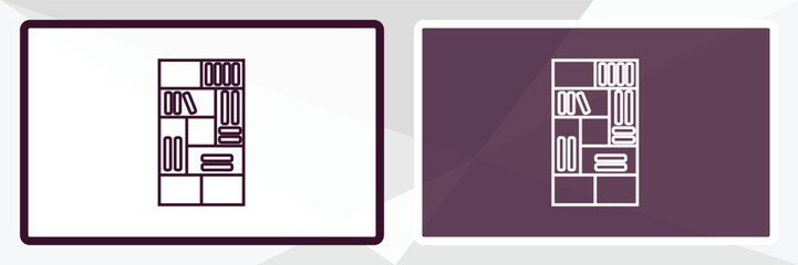 bookshelf with books outline icon. Linear vector from education concept. Thin line white and black bookshelf with books icon isolated on white and dark background