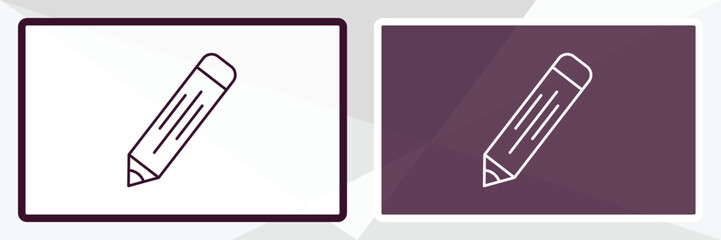 geometric pencil outline icon. Linear vector from education concept. Thin line white and black geometric pencil icon isolated on white and dark background