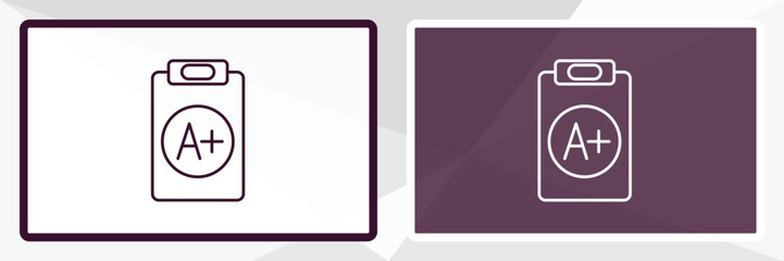 clipboard with a+ outline icon. Linear vector from education concept. Thin line white and black clipboard with a+ icon isolated on white and dark background