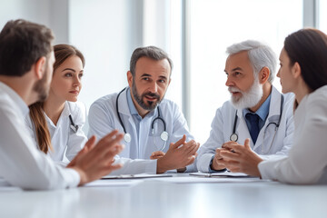 Obraz premium Medical team discussing patient care in a meeting