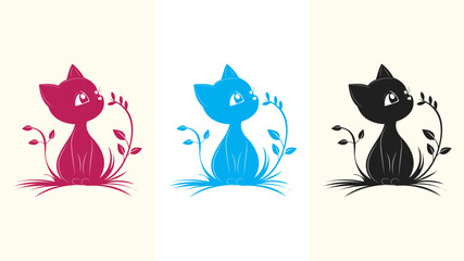 line art cat vector for T-shirt