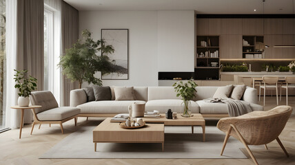Fototapeta premium modern living room, ai generated