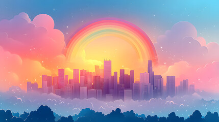 Whimsical Rainbow City