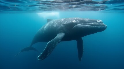 Fototapeta premium humpback whale underwater in caribbean