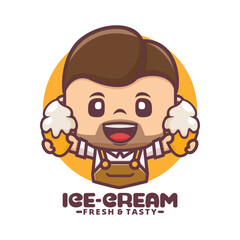 ice cream cartoon mascot. Design template