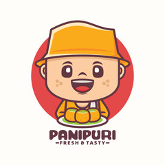 Panipuri cartoon mascot, Indian street food