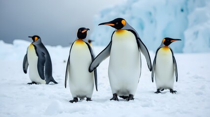 Fototapeta premium penguins on the snow