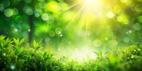 Obraz premium Softly lit blurred green nature background evokes tranquility, ideal for photography and design projects, fostering a