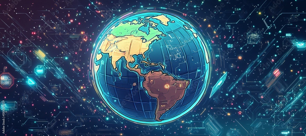 Aufkleber planet earth. generative ai technology.