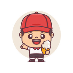 Cute cartoon mascot with ice cream