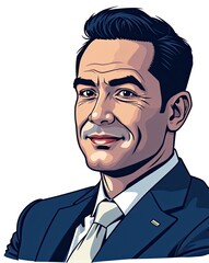 Cartoon illustration of company ceo businessman smiling face