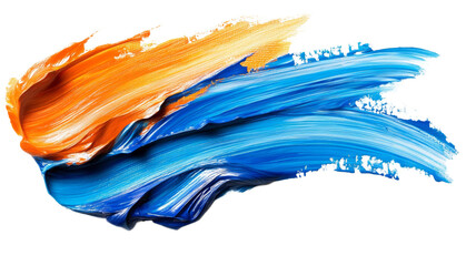 Fototapeta premium Vibrant Abstract Brush Strokes in Dynamic Blue and Orange Colors on White Background