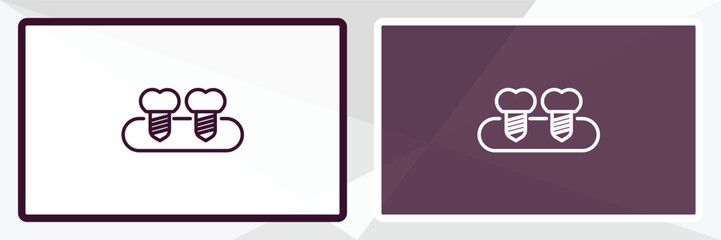 fake tooth outline icon. Linear vector from dentist concept. Thin line white and black fake tooth icon isolated on white and dark background