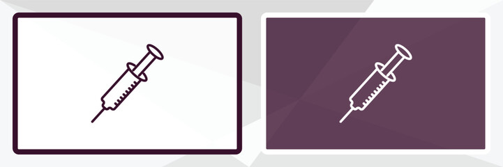 empty syringe outline icon. Linear vector from dentist concept. Thin line white and black empty syringe icon isolated on white and dark background