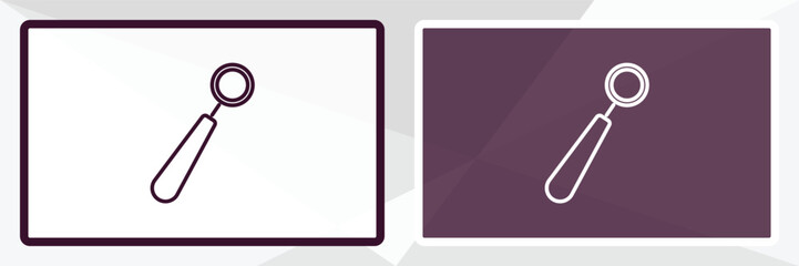 mouth mirror outline icon. Linear vector from dentist concept. Thin line white and black mouth mirror icon isolated on white and dark background